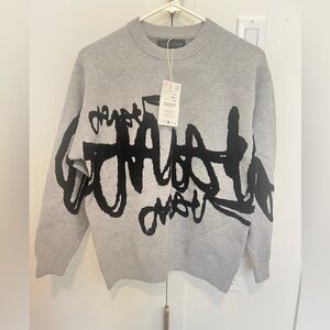 Zara Gray and Black Graffiti Sweater